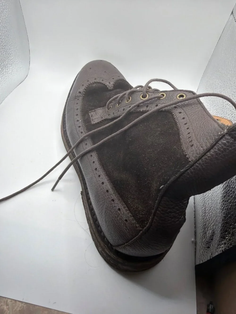 Polo Ralph Lauren Brown Leather & Suede Wingtip Boots Mens Size 11.5D Made In Ch